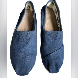 TOMS Womens Alpargata Slip-On Shoes Navy Blue Canvas Size 6.5